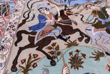 Signed Isfahan Authentic Persian Hunting Scene Hand Knotted Wool & Silk Area Rug - 4' 3" X 6' 6" - Golden Nile