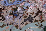 Signed Isfahan Authentic Persian Hunting Scene Hand Knotted Wool & Silk Area Rug - 4' 3" X 6' 6" - Golden Nile