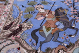 Signed Isfahan Authentic Persian Hunting Scene Hand Knotted Wool & Silk Area Rug - 4' 3" X 6' 6" - Golden Nile