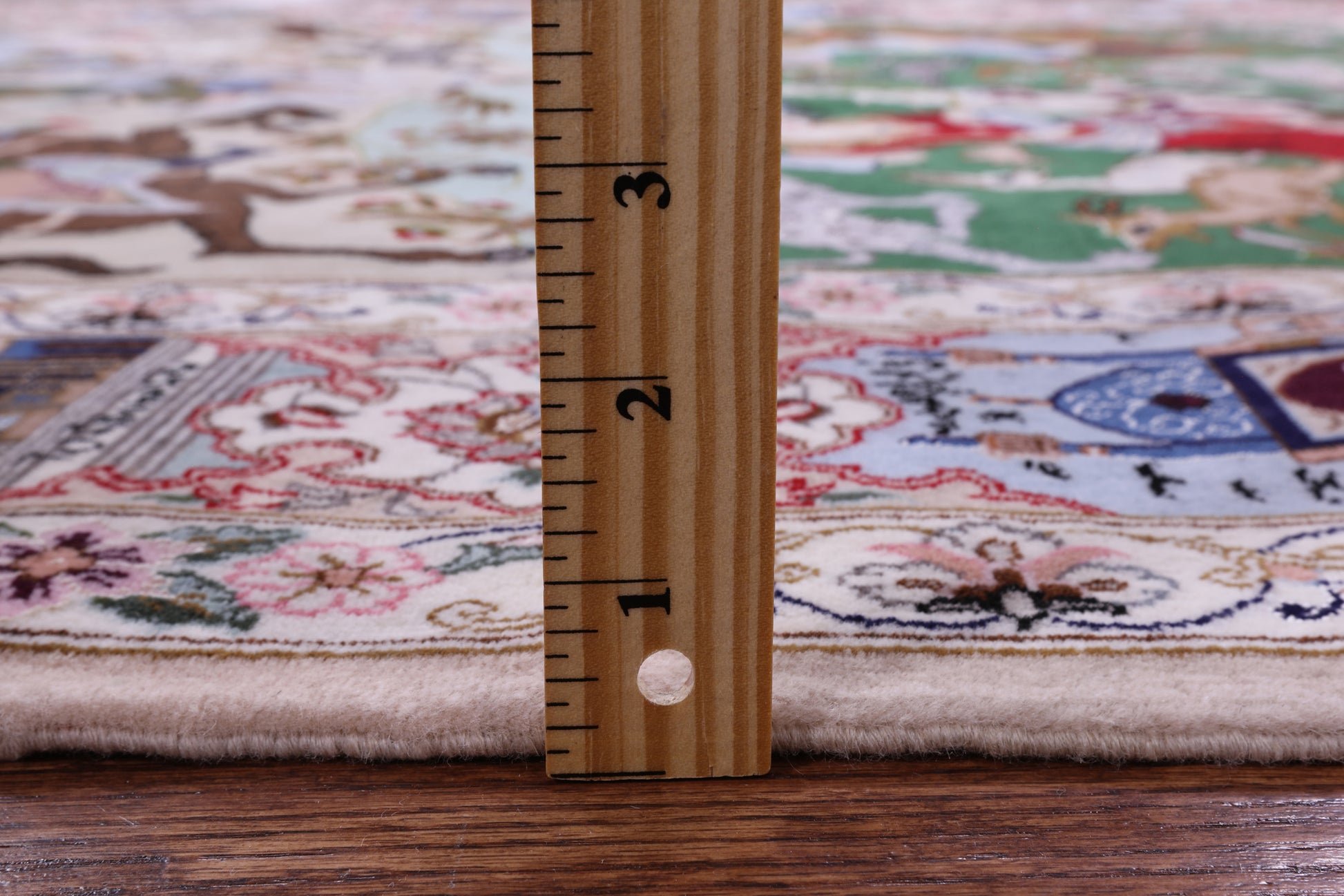 Signed Isfahan Authentic Persian Hunting Scene Hand Knotted Wool & Silk Area Rug - 4' 3" X 6' 6" - Golden Nile