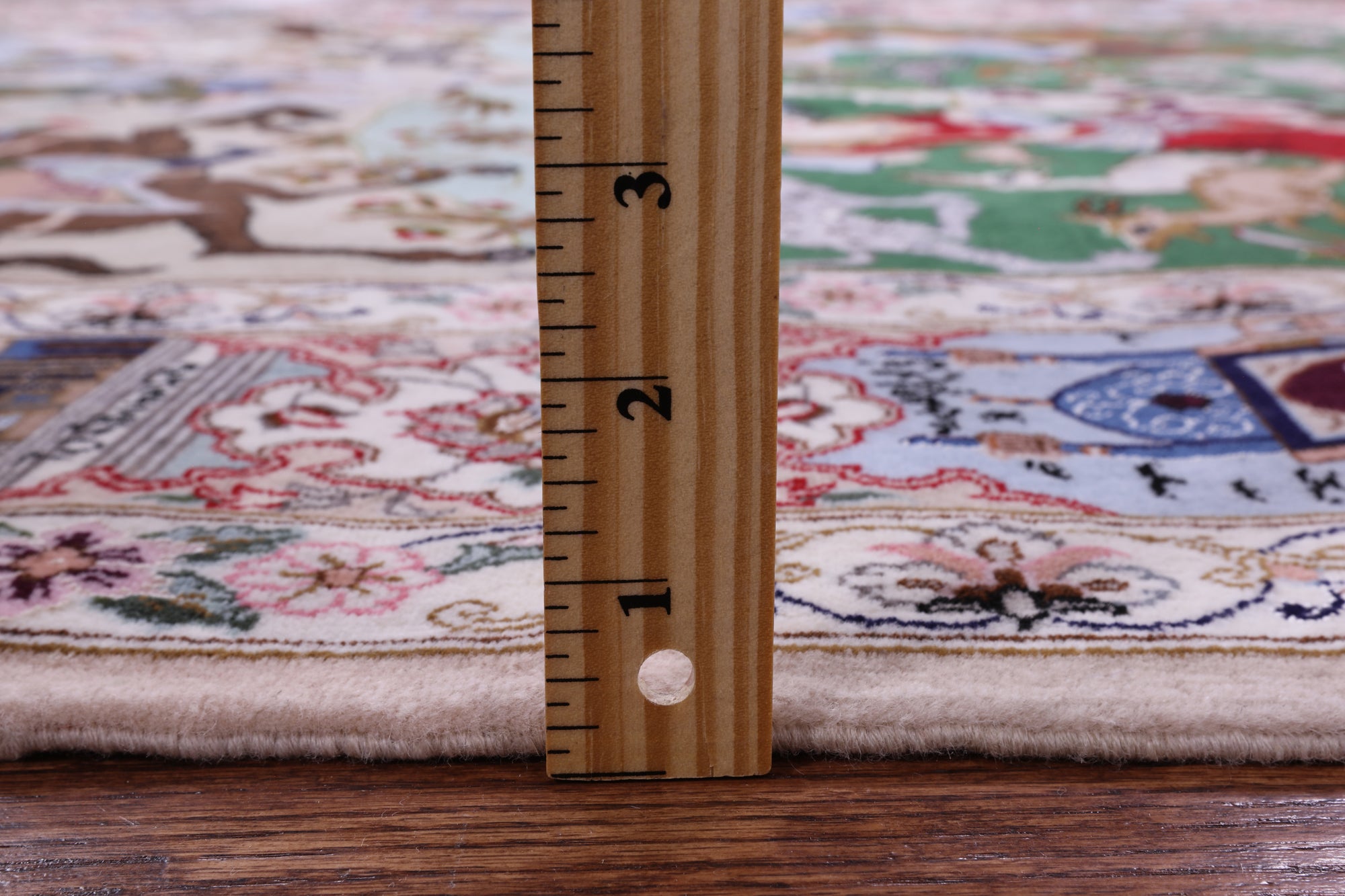 Signed Isfahan Authentic Persian Hunting Scene Hand Knotted Wool & Silk Area Rug - 4' 3" X 6' 6" - Golden Nile