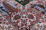 Signed Isfahan Authentic Persian Hunting Scene Hand Knotted Wool & Silk Area Rug - 4' 3" X 6' 6" - Golden Nile