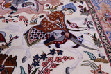 Signed Isfahan Authentic Persian Hunting Scene Hand Knotted Wool & Silk Area Rug - 4' 2" X 6' 9" - Golden Nile