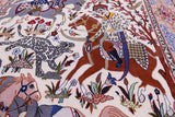 Signed Isfahan Authentic Persian Hunting Scene Hand Knotted Wool & Silk Area Rug - 4' 2" X 6' 9" - Golden Nile