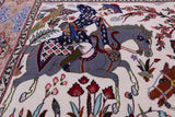 Signed Isfahan Authentic Persian Hunting Scene Hand Knotted Wool & Silk Area Rug - 4' 2" X 6' 9" - Golden Nile