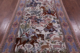 Signed Isfahan Authentic Persian Hunting Scene Hand Knotted Wool & Silk Area Rug - 4' 2" X 6' 9" - Golden Nile