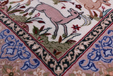 Signed Isfahan Authentic Persian Hunting Scene Hand Knotted Wool & Silk Area Rug - 4' 2" X 6' 9" - Golden Nile