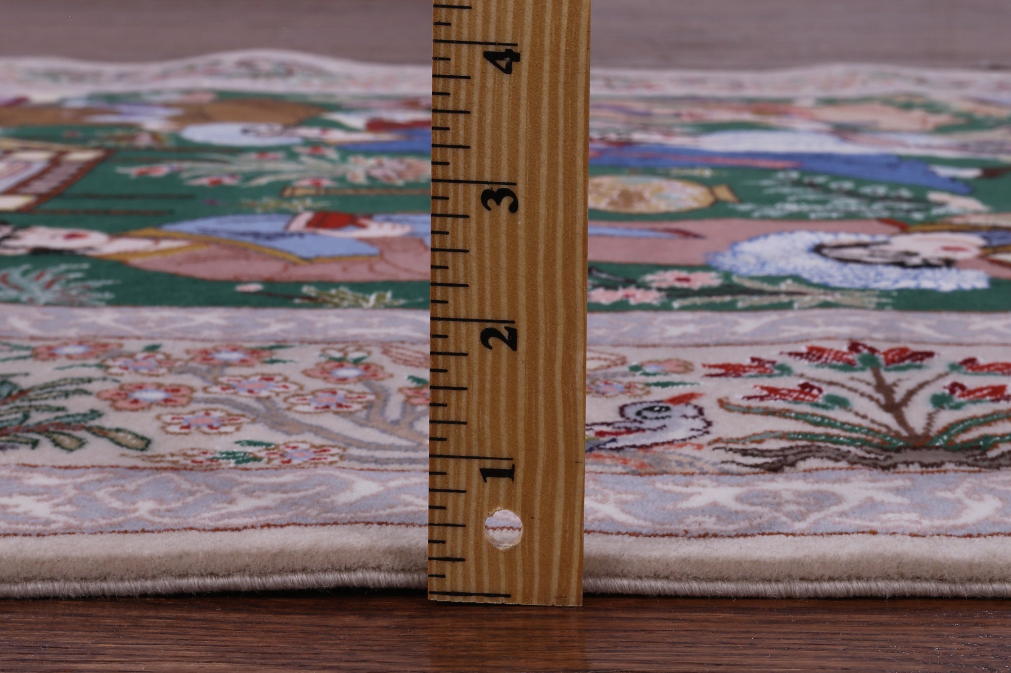 Signed Isfahan Authentic Persian Pictorial Wool & Silk Area Rug - 4' 2" X 6' 0" - Golden Nile