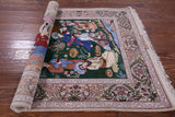 Signed Isfahan Authentic Persian Pictorial Wool & Silk Area Rug - 4' 2" X 6' 0" - Golden Nile