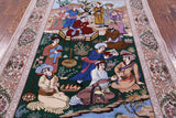 Signed Isfahan Authentic Persian Pictorial Wool & Silk Area Rug - 4' 2" X 6' 0" - Golden Nile