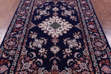 Blue Signed Isfahan Authentic Persian Hand Knotted Wool & Silk Area Rug - 4' 3" X 6' 4" - Golden Nile