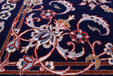 Blue Signed Isfahan Authentic Persian Hand Knotted Wool & Silk Area Rug - 4' 3" X 6' 4" - Golden Nile