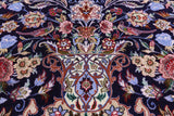 Blue Signed Isfahan Authentic Persian Hand Knotted Wool & Silk Area Rug - 4' 10" X 7' 7" - Golden Nile