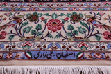 Blue Signed Isfahan Authentic Persian Hand Knotted Wool & Silk Area Rug - 4' 10" X 7' 7" - Golden Nile