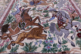 Signed Isfahan Authentic Persian Hunting Scene Hand Knotted Wool & Silk Area Rug - 5' 0" X 7' 10" - Golden Nile
