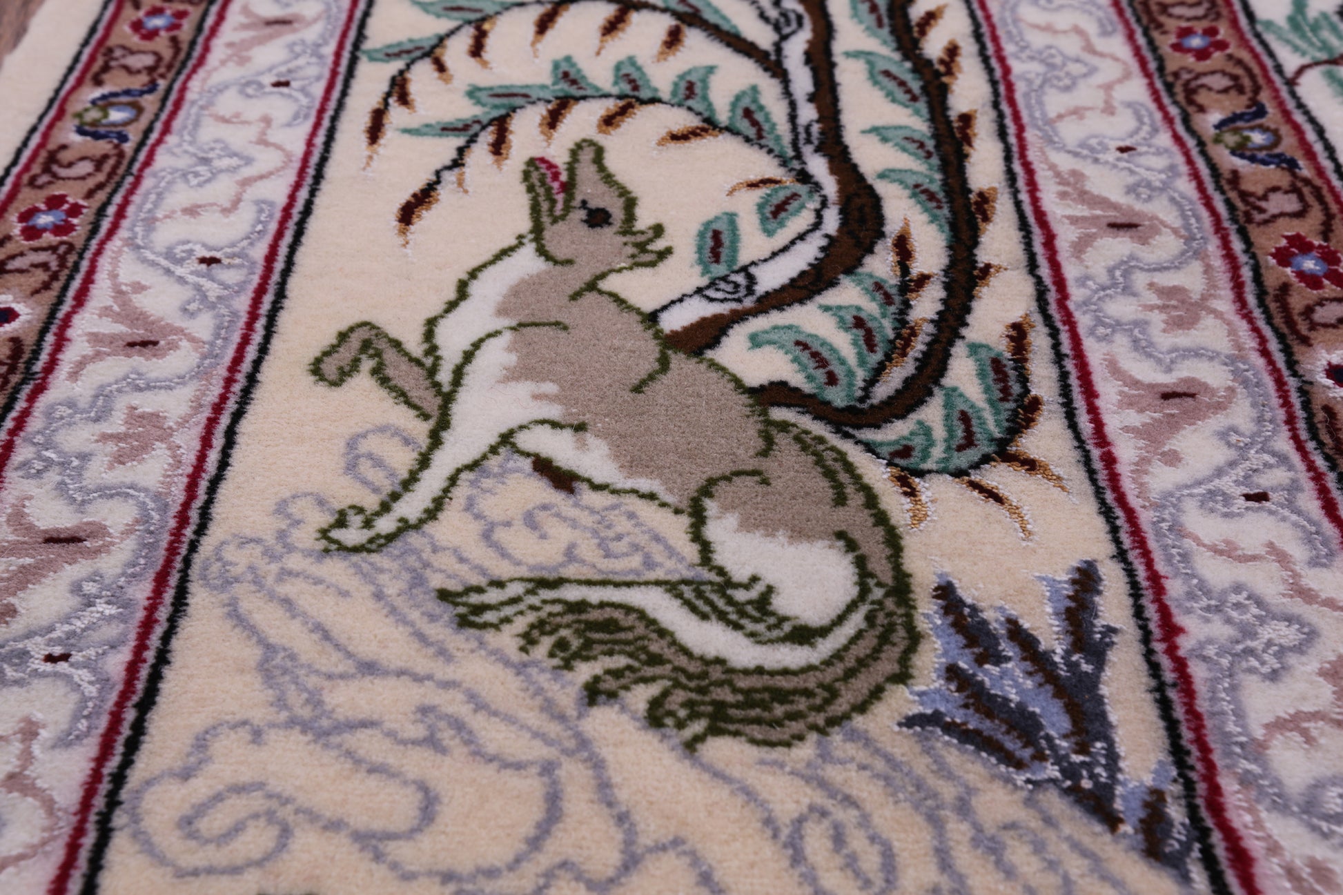 Signed Isfahan Authentic Persian Hunting Scene Hand Knotted Wool & Silk Area Rug - 5' 0" X 7' 10" - Golden Nile