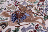 Signed Isfahan Authentic Persian Hunting Scene Hand Knotted Wool & Silk Area Rug - 5' 0" X 7' 10" - Golden Nile