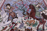 Signed Isfahan Authentic Persian Hunting Scene Hand Knotted Wool & Silk Area Rug - 5' 0" X 7' 10" - Golden Nile