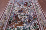 Signed Isfahan Authentic Persian Hunting Scene Hand Knotted Wool & Silk Area Rug - 5' 0" X 7' 10" - Golden Nile