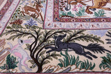 Signed Isfahan Authentic Persian Hunting Scene Hand Knotted Wool & Silk Area Rug - 5' 0" X 7' 10" - Golden Nile