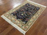 Signed Isfahan Authentic Persian Hand Knotted Wool & Silk Area Rug - 3' 7" X 5' 2" - Golden Nile