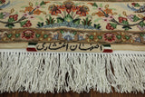 Signed Isfahan Authentic Persian Hand Knotted Wool & Silk Area Rug - 3' 7" X 5' 2" - Golden Nile