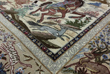 Signed Isfahan Authentic Persian Hunting Scene Hand Knotted Wool & Silk Area Rug - 5' 4" X 7' 10" - Golden Nile