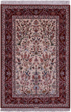Ivory Signed Isfahan Authentic Persian Hand Knotted Wool & Silk Area Rug - 5' 1" X 7' 7" - Golden Nile