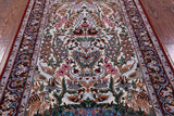 Signed Isfahan Authentic Persian Hand Knotted Wool & Silk Area Rug - 3' 7" X 5' 3" - Golden Nile