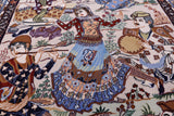 Signed Isfahan Authentic Persian Pictorial Hand Knotted Wool & Silk Area Rug - 3' 10" X 5' 6" - Golden Nile