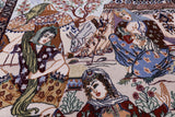 Signed Isfahan Authentic Persian Pictorial Hand Knotted Wool & Silk Area Rug - 3' 10" X 5' 6" - Golden Nile