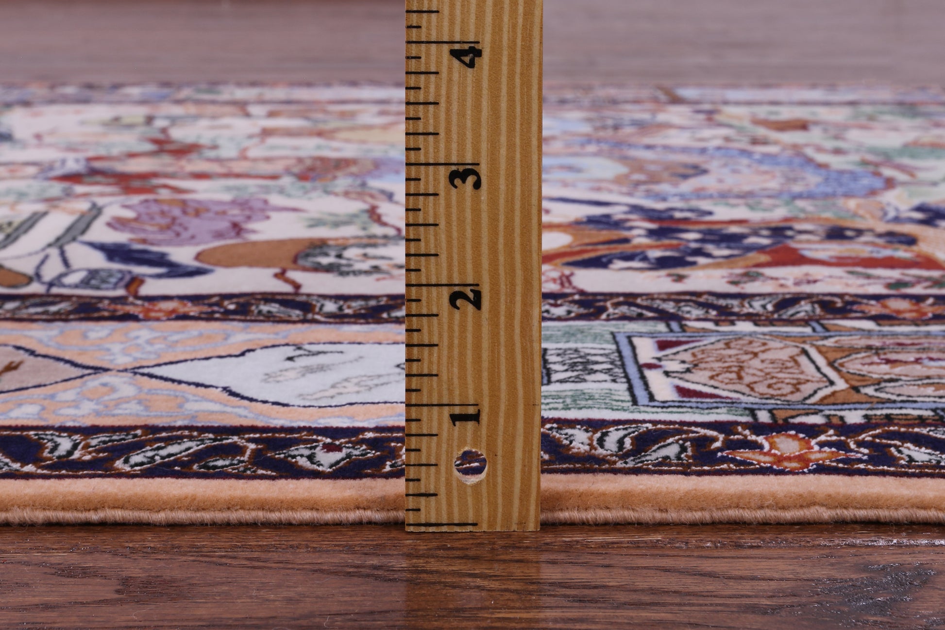 Signed Isfahan Authentic Persian Pictorial Hand Knotted Wool & Silk Area Rug - 3' 10" X 5' 6" - Golden Nile
