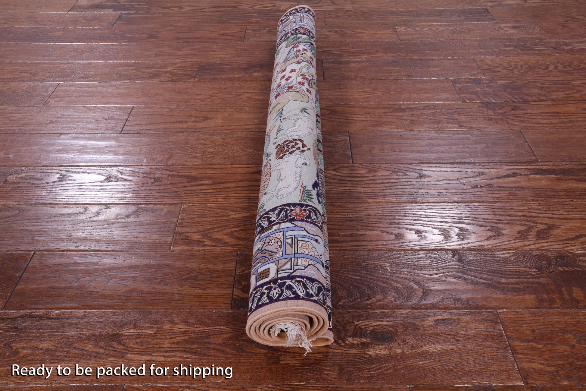 Signed Isfahan Authentic Persian Pictorial Hand Knotted Wool & Silk Area Rug - 3' 10" X 5' 6" - Golden Nile
