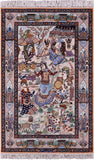 Signed Isfahan Authentic Persian Pictorial Hand Knotted Wool & Silk Area Rug - 3' 10" X 5' 6" - Golden Nile