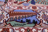 Signed Isfahan Authentic Persian Pictorial Hand Knotted Wool & Silk Area Rug - 3' 7" X 5' 8" - Golden Nile