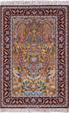 Isfahan Authentic Persian Hand Knotted Wool & Silk Area Rug - 3' 10" X 5' 2" - Golden Nile