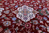 Red Signed Isfahan Authentic Persian Hand Knotted Wool & Silk Area Rug - 3' 10" X 5' 4" - Golden Nile