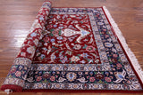 Red Signed Isfahan Authentic Persian Hand Knotted Wool & Silk Area Rug - 3' 10" X 5' 4" - Golden Nile