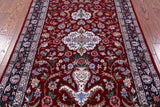 Red Signed Isfahan Authentic Persian Hand Knotted Wool & Silk Area Rug - 3' 10" X 5' 4" - Golden Nile