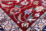 Red Signed Isfahan Authentic Persian Hand Knotted Wool & Silk Area Rug - 3' 10" X 5' 4" - Golden Nile