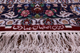 Red Signed Isfahan Authentic Persian Hand Knotted Wool & Silk Area Rug - 3' 10" X 5' 4" - Golden Nile