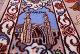 Signed Isfahan Authentic Persian Pictorial Hand Knotted Wool & Silk Area Rug - 3' 7" X 5' 5" - Golden Nile