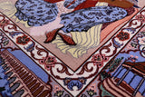 Signed Isfahan Authentic Persian Pictorial Hand Knotted Wool & Silk Area Rug - 3' 7" X 5' 5" - Golden Nile