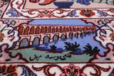 Signed Isfahan Authentic Persian Pictorial Hand Knotted Wool & Silk Area Rug - 3' 7" X 5' 5" - Golden Nile