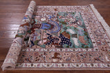 Signed Isfahan Authentic Persian Pictorial Hand Knotted Wool & Silk Area Rug - 3' 7" X 5' 2" - Golden Nile