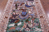 Signed Isfahan Authentic Persian Pictorial Hand Knotted Wool & Silk Area Rug - 3' 7" X 5' 2" - Golden Nile