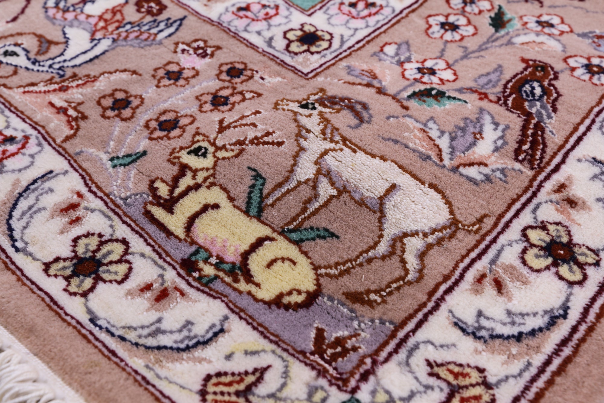 Signed Isfahan Authentic Persian Pictorial Hand Knotted Wool & Silk Area Rug - 3' 7" X 5' 2" - Golden Nile