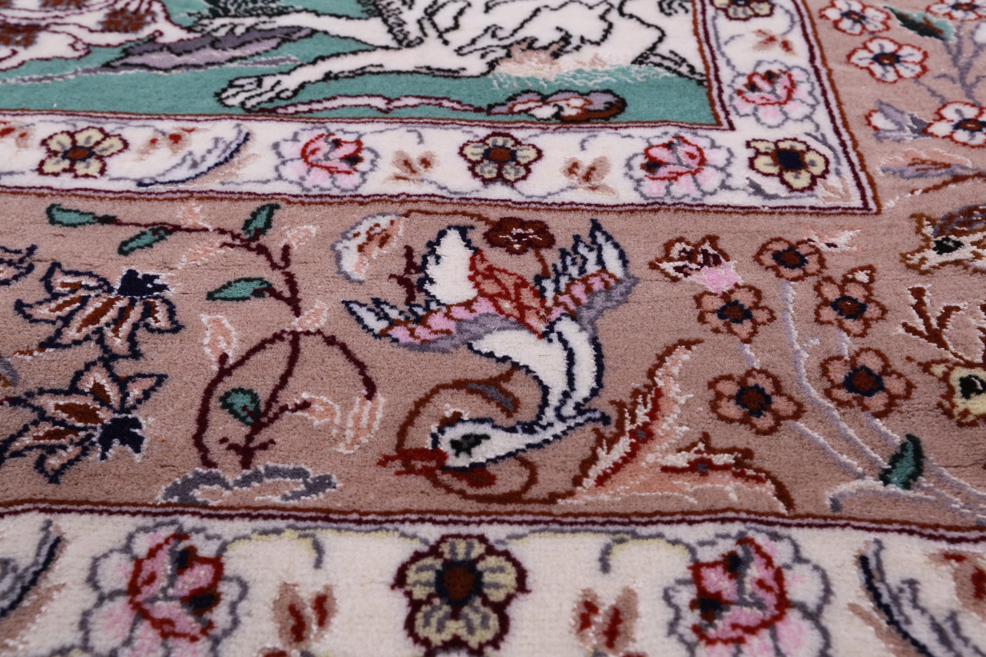 Signed Isfahan Authentic Persian Pictorial Hand Knotted Wool & Silk Area Rug - 3' 7" X 5' 2" - Golden Nile