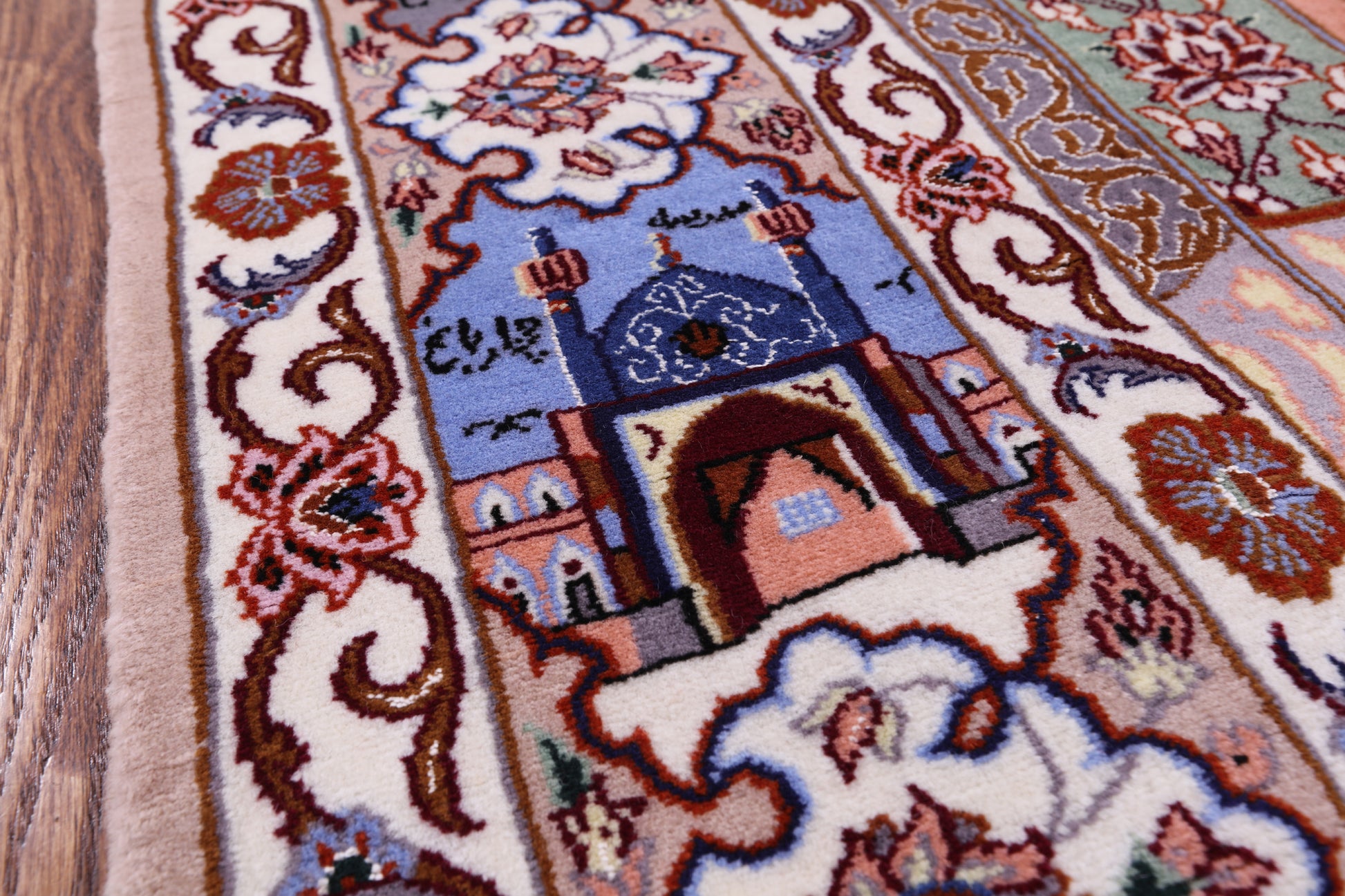Signed Isfahan Authentic Persian Pictorial Hand Knotted Wool & Silk Area Rug - 3' 10" X 5' 7" - Golden Nile