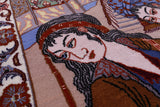 Signed Isfahan Authentic Persian Pictorial Hand Knotted Wool & Silk Area Rug - 3' 10" X 5' 7" - Golden Nile